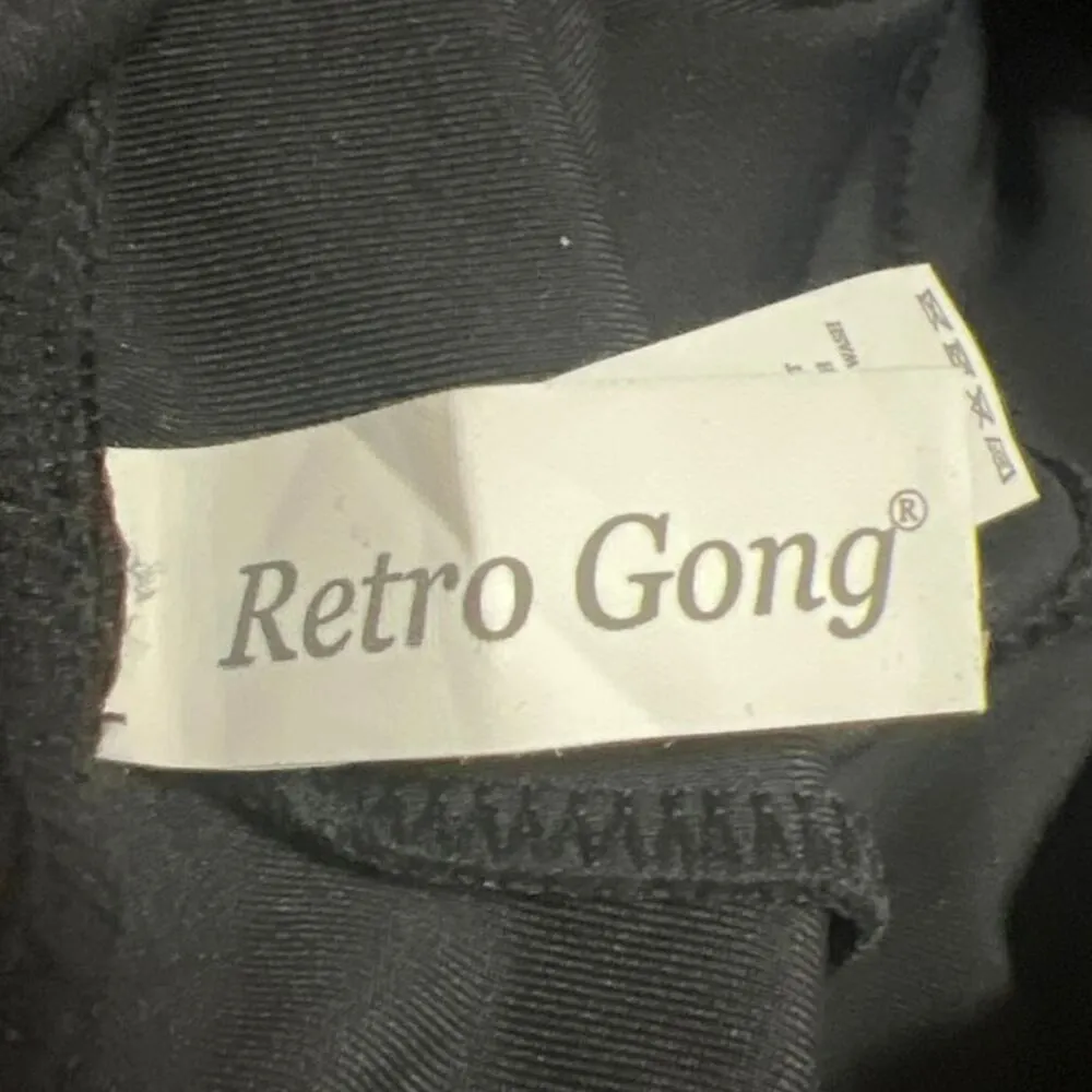 Retro Gong Black Metallic Faux Leather Mid Rise Athletic Tight Leggings Pants M Size M - Image 5