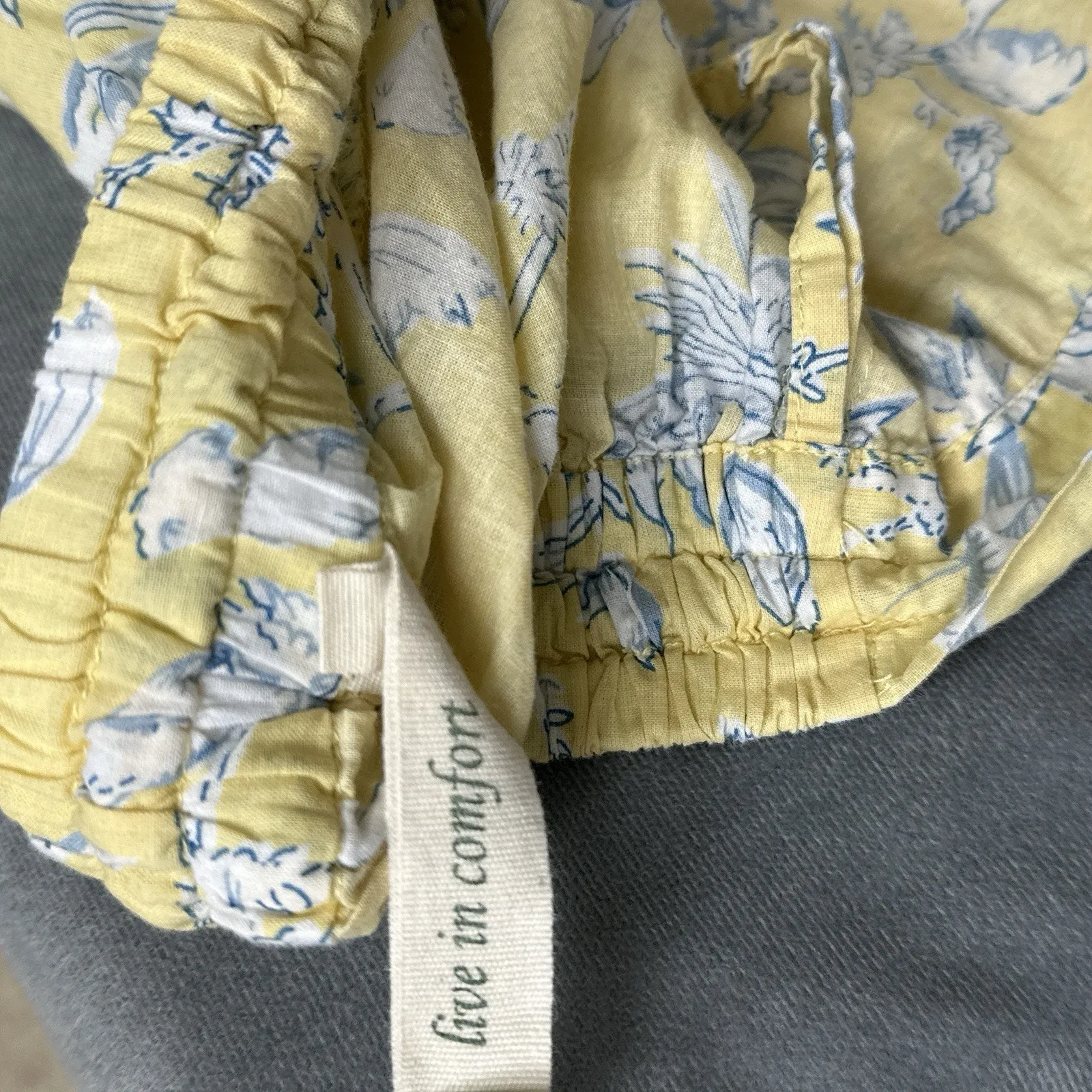 A La Carte by La Cera Shorts Size Medium Yellow Blue Toile 100% Cotton Pockets - Image 6
