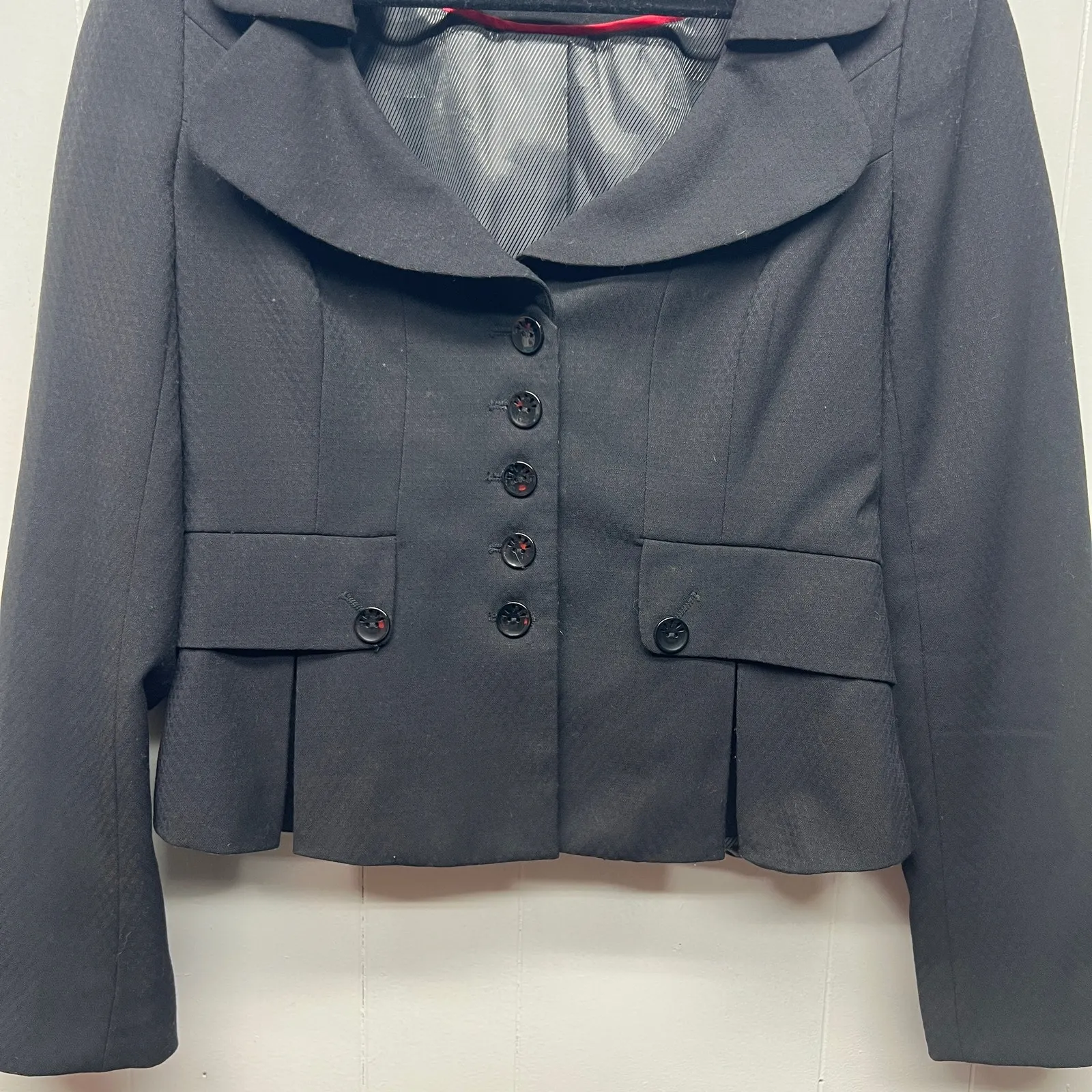 Suzy Shier Button Front Women's Black Blazer Jacket Medium Career Office Work - Image 4