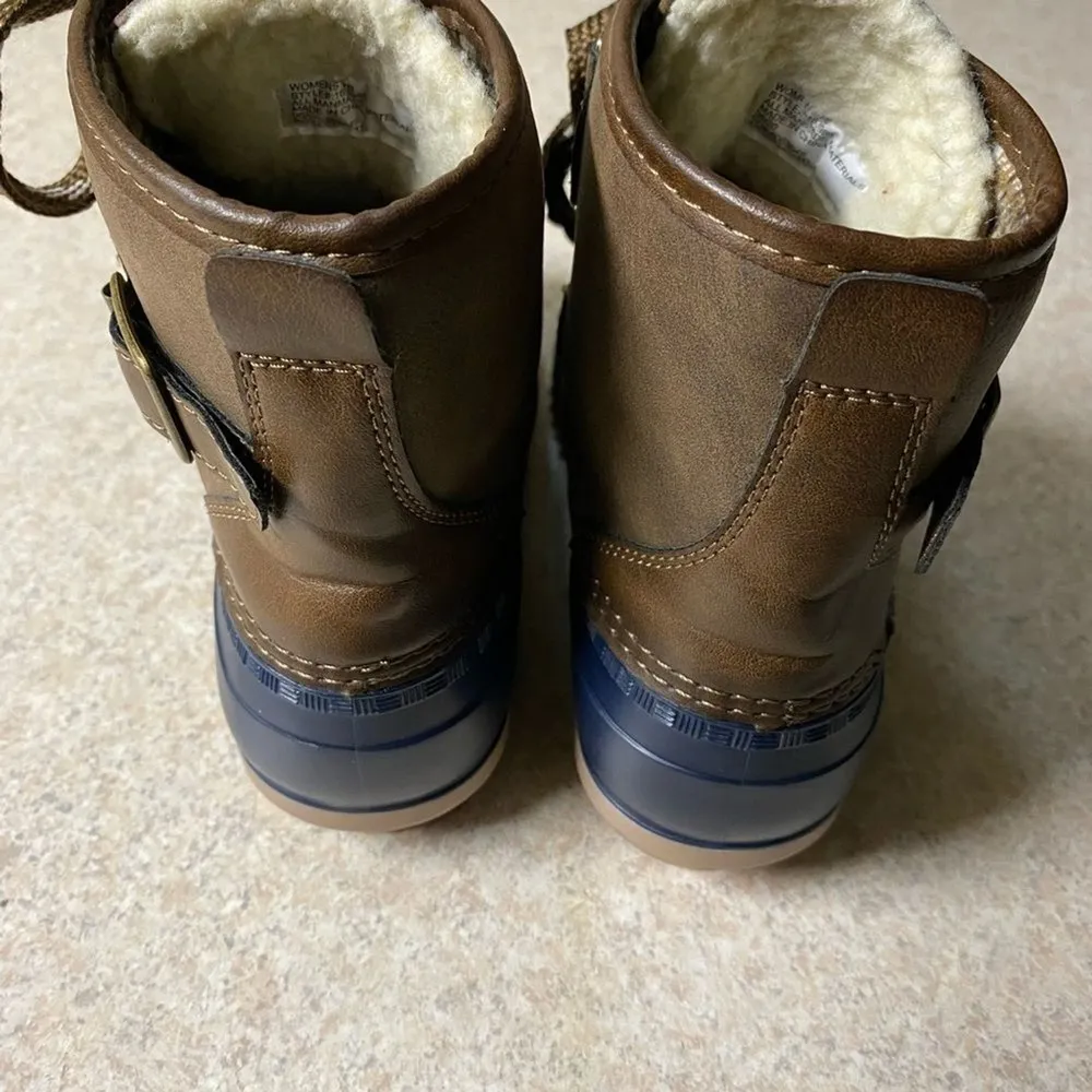 Magellan Outdoors Boots Womens Brown/Blue Sz 7 Waterproof Insulated Winter *Flaw - Image 7