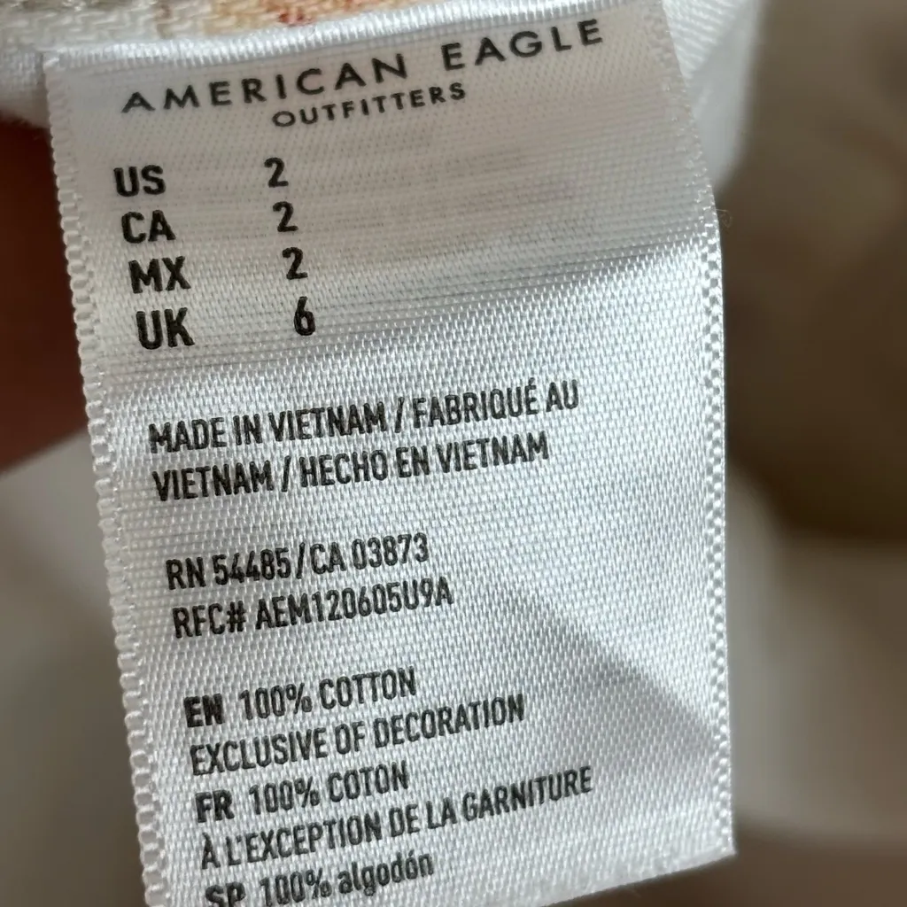 American Eagle High Rise Floral White Casual Denim Summer Chic Shorts Size 2 - Image 6