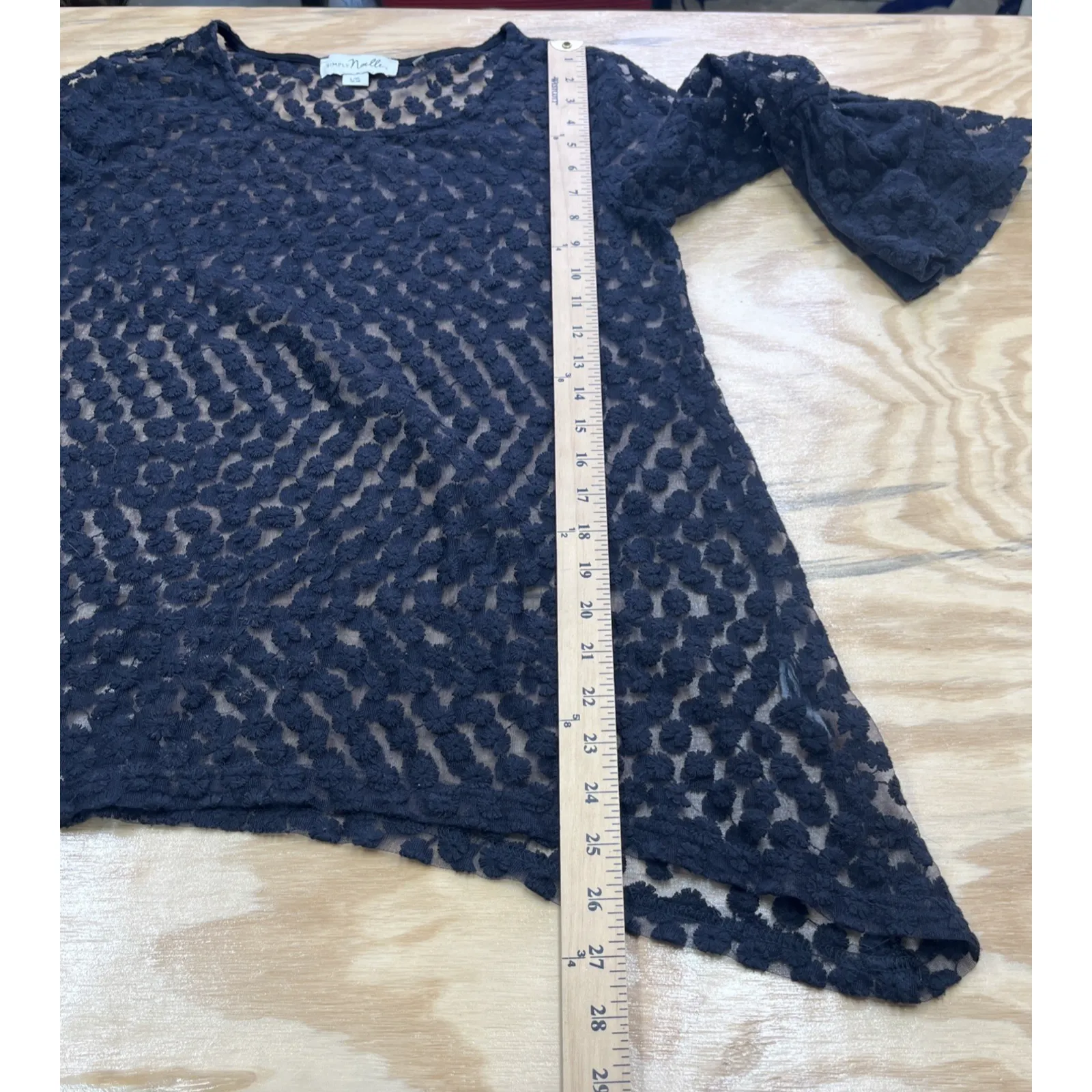 Simply Noelle Black Open Lace Crochet Bell Sleeves Size L/XL Whimsygoth Fairy - Image 10