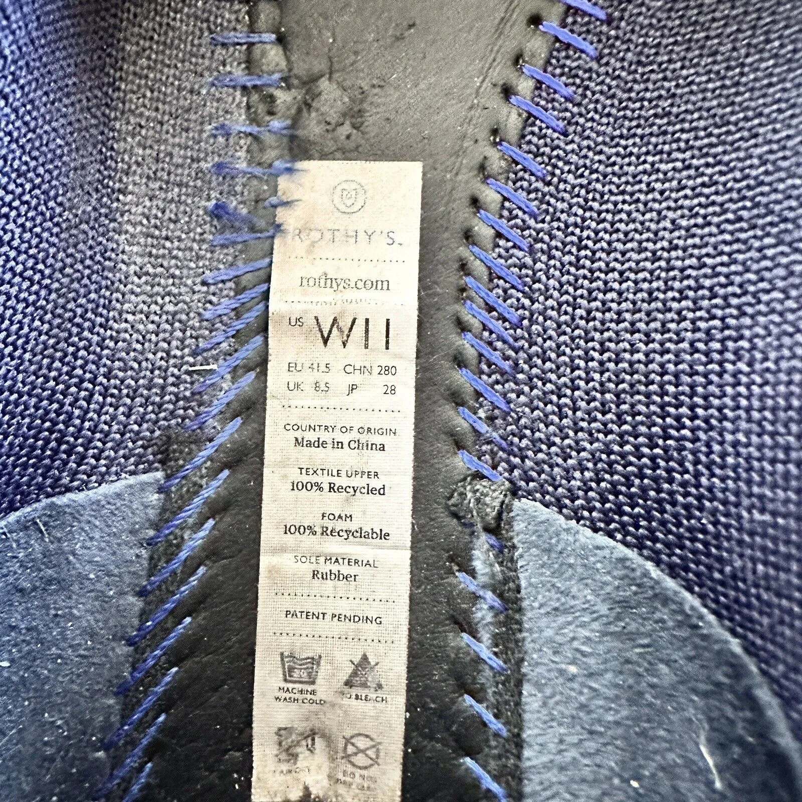 Rothy’s Sz 11 The Point Flat navy blue Shoes Retired Color Pointed Toe - Image 7