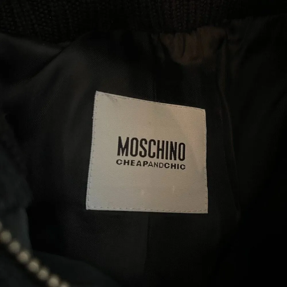 Moschino Womens Black Wool blend Front Button Peacoat Size 40 - Image 9