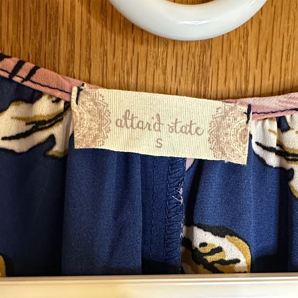 Altar'd State Navy & Pink Floral Oversized Blousy Top - Image 3