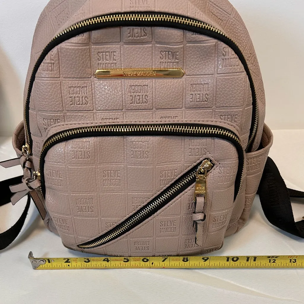 Steve Madden Balma Embossed Taupe Textured Backpack Adjustable Straps - Image 3