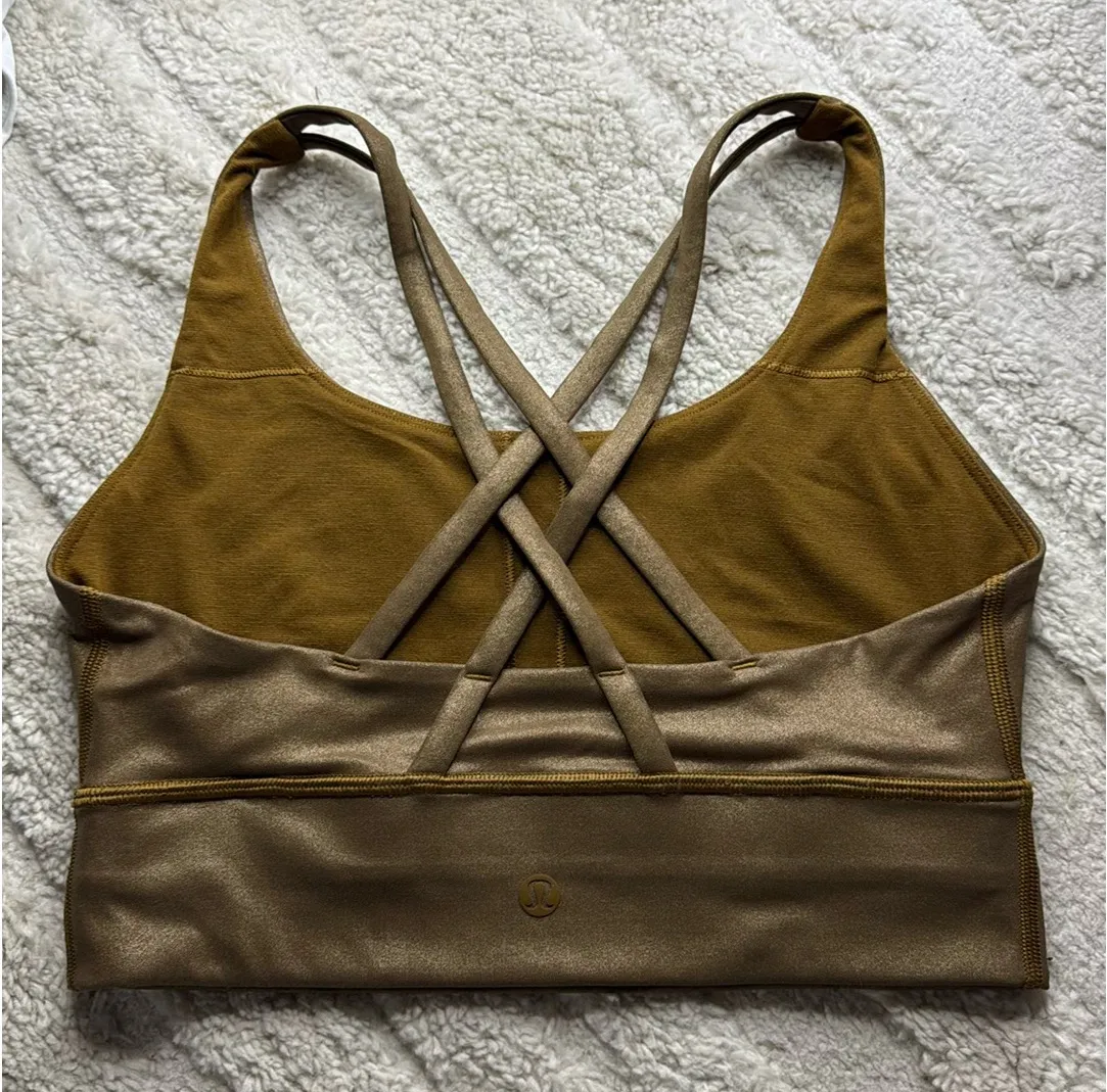 Lululemon Sports Bra Crossback 6 glitter golden brown - Image 2