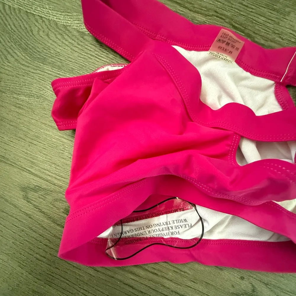Andrea‎ Iyamah High Waisted Cut Out Strappy Bikini Bottoms Size M Hot Pink - NWT - Image 5