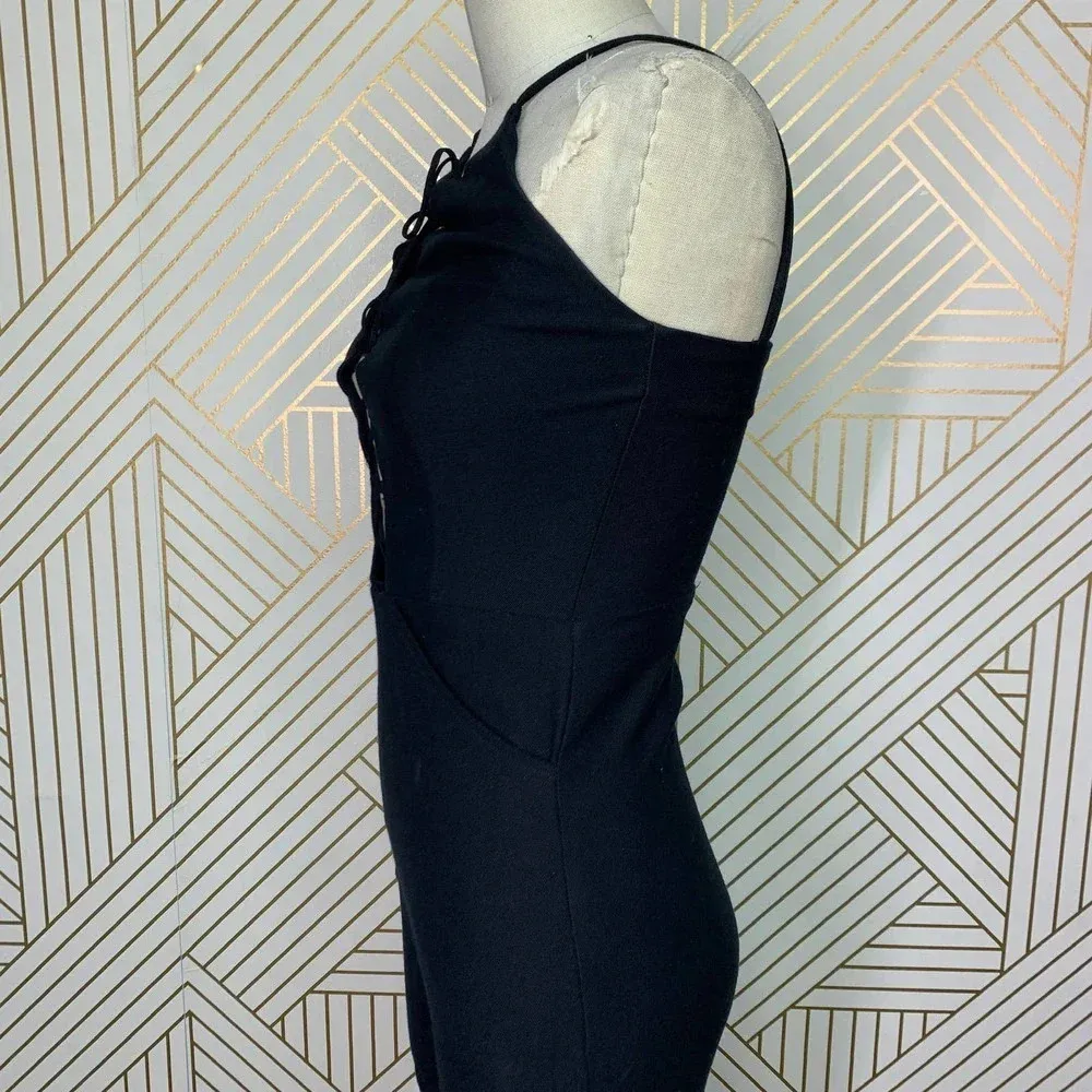 Reformation Sophie Lace‎ Up Sleeveless Ponte Jumpsuit Black Size 2 - Image 8