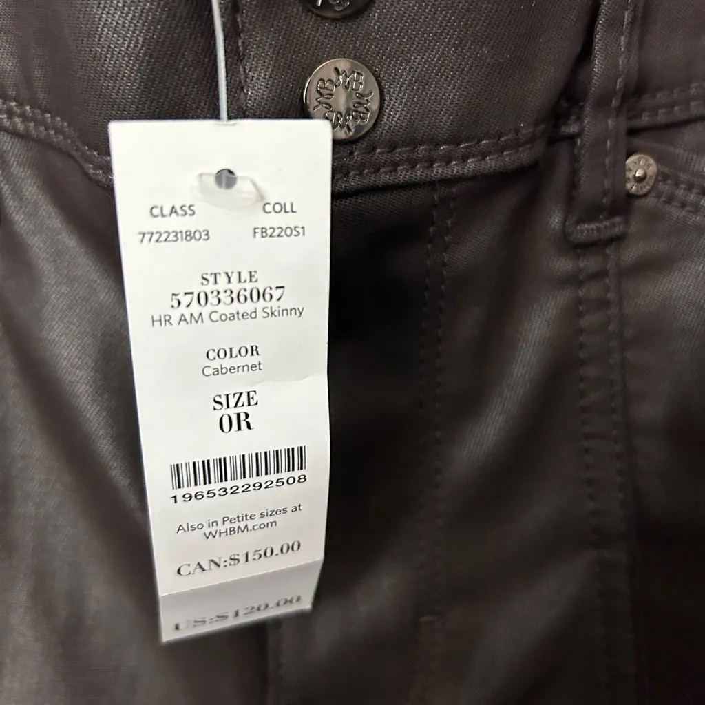 White House Black Market High rise Skinny Modal Faux Leather Pants 0 NWT - Image 4