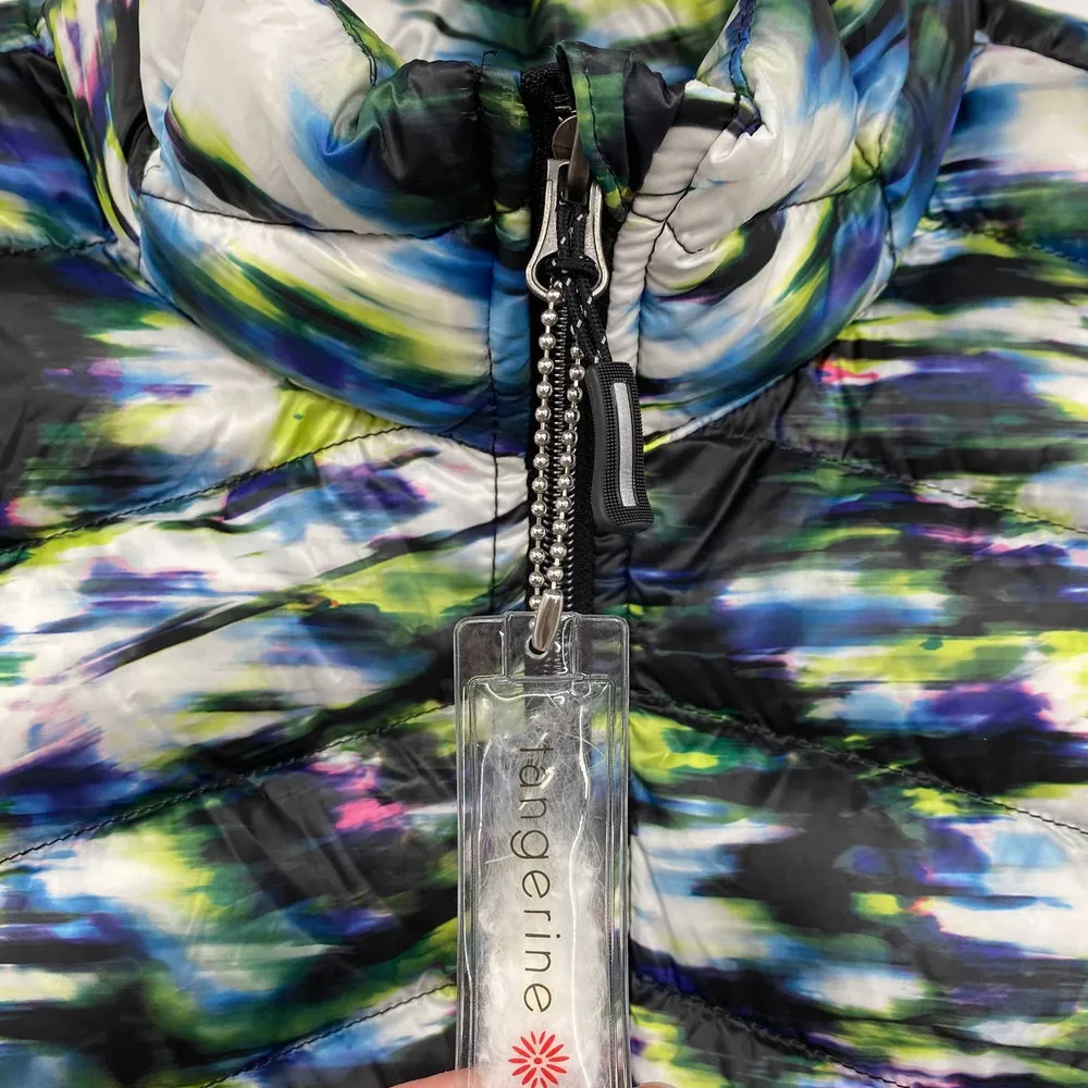 Tangerine Duck Down Puffer Vest Lightweight Packable Printed Size Small NWOT - Image 4