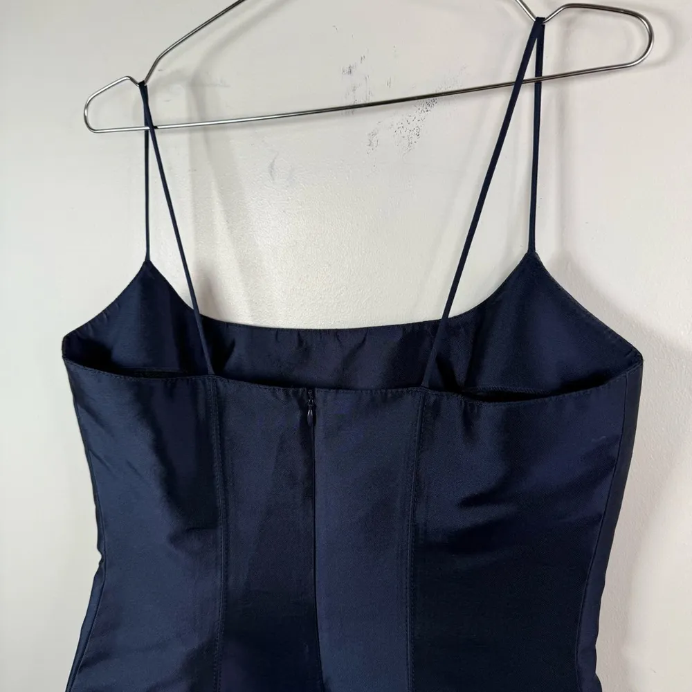 Blumarine Navy Silk Spaghetti Strap Slip Dress Blue Size 10 - Image 5