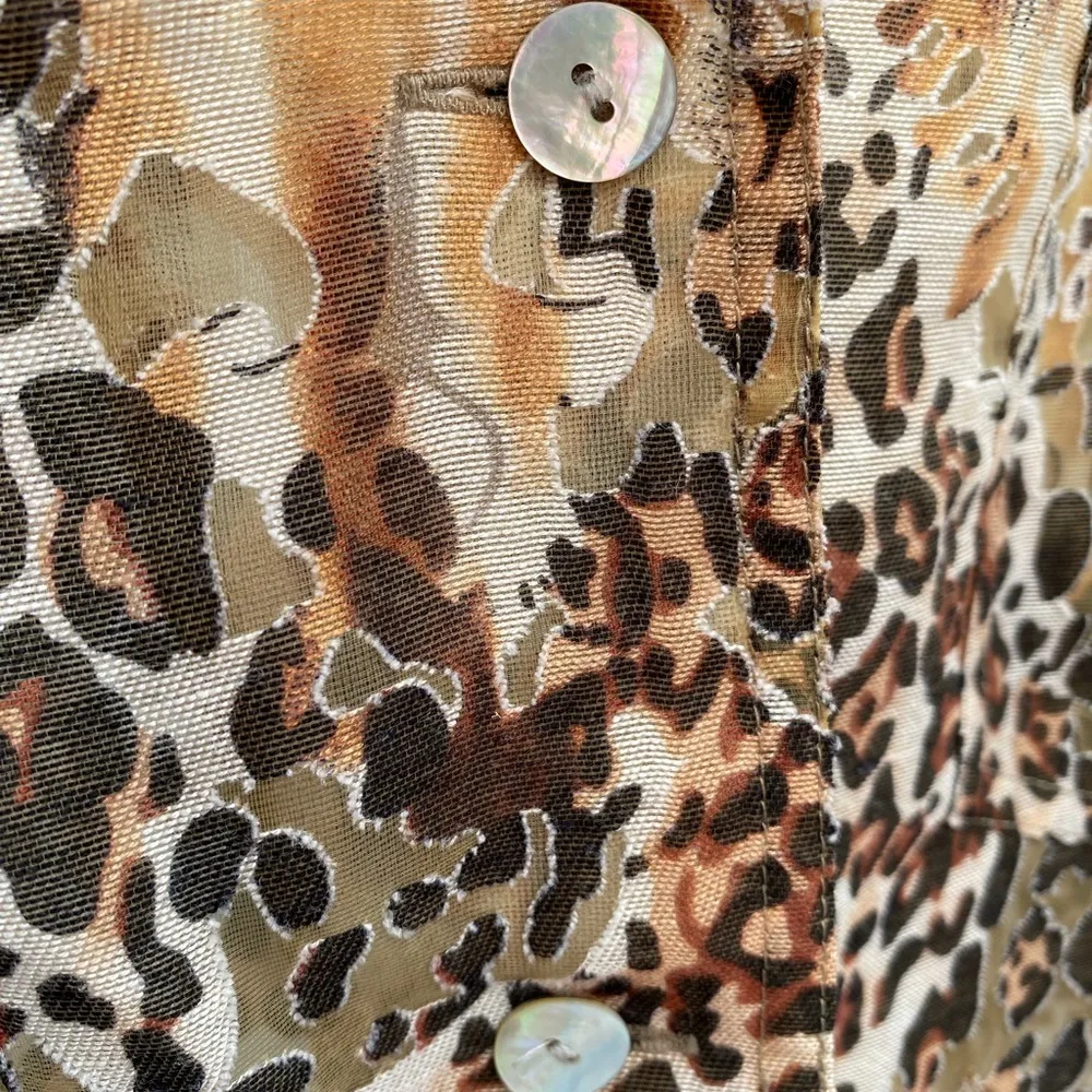 Women’s Animal Print Burnout Button Up Blouse - Image 9