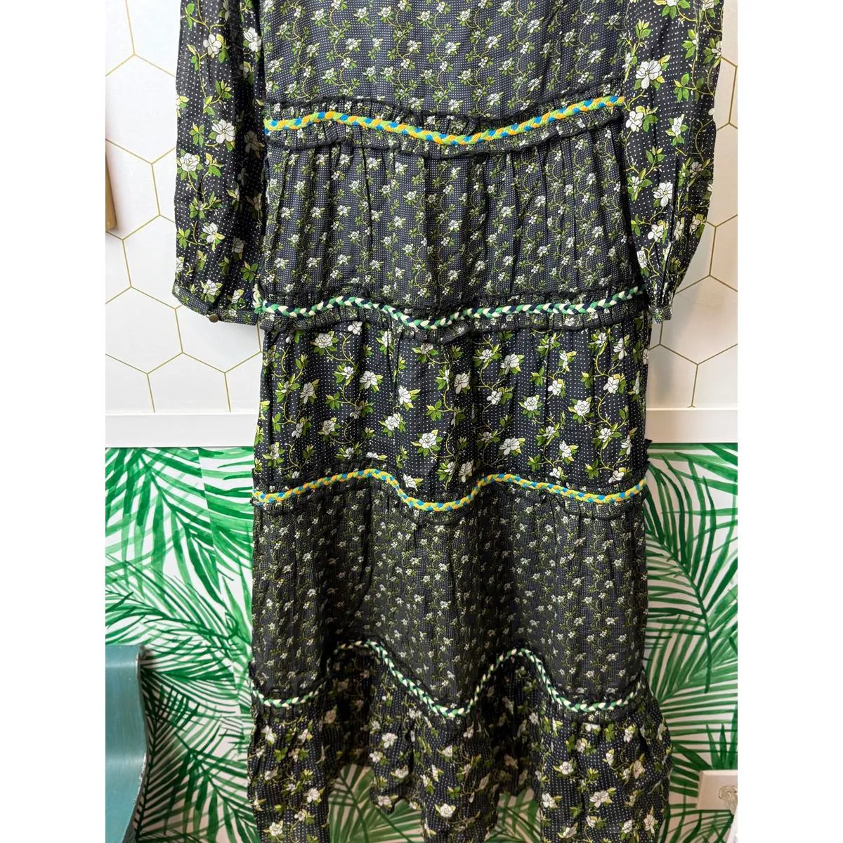 Anthropologie Green Printed Bohemian Karoline Tiered Maxi Dress - Size - 4 - Image 4