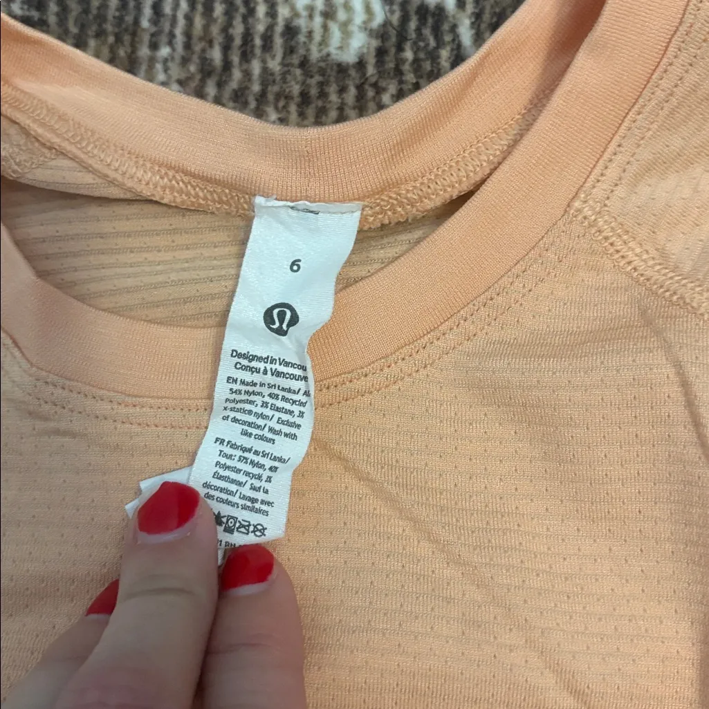 Peach Short Sleeve Swiftly Women's Top - Image 2