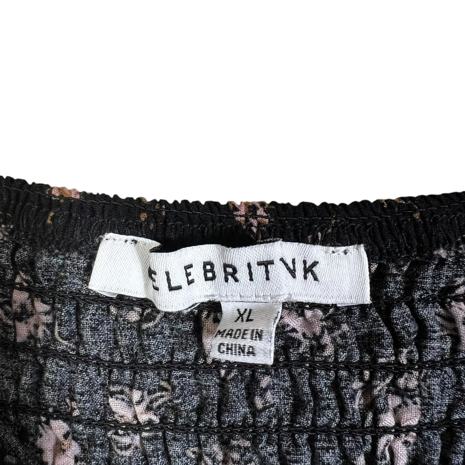 Celebrity Pink Black Floral Square Neck Smocked Puff Sleeve Ruffle Mini Dress XL - Image 5