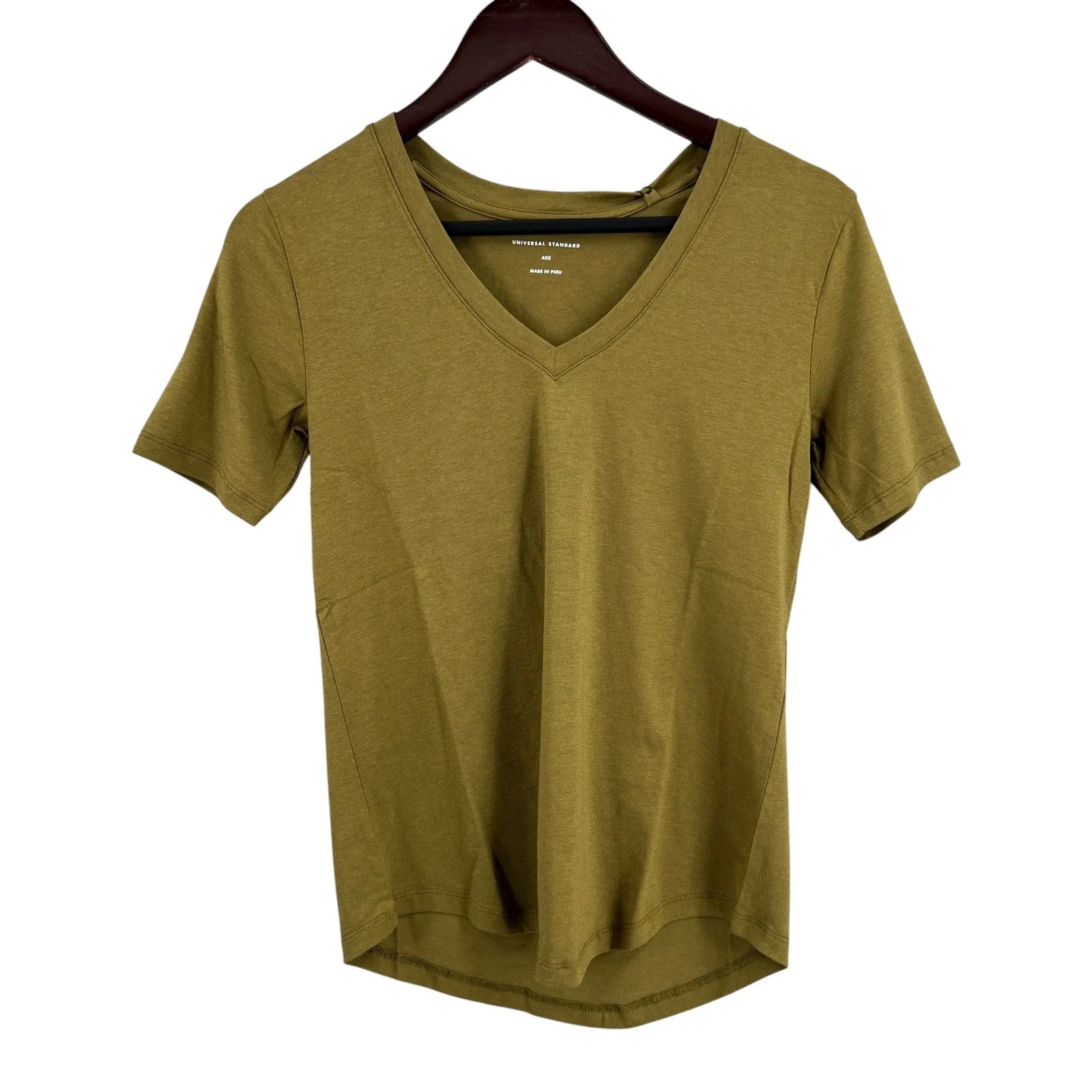 Universal Standard V-Rex T-Shirt Olive Green Tee Top Size 4XS / 00-0 New - Image 1