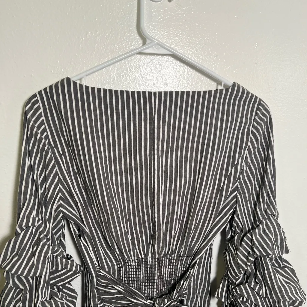 White House Black Market Striped V-Neck Top Gray Stripe 0 - Image 11