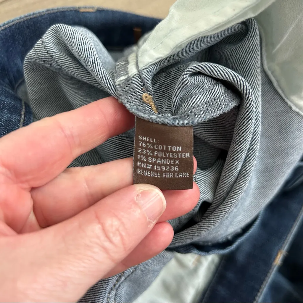 J. McLaughlin Dark Wash Boot Cut High Rise Raw Hem Jeans 8 - Image 5