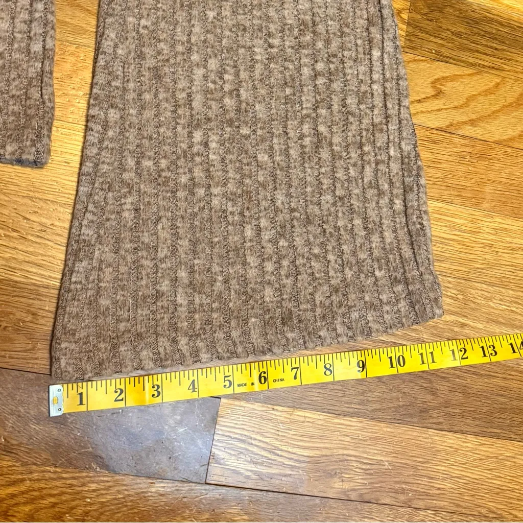 Shein Women’s Large Brown Ribbed Flare Pants Long Sleeve Crop Top Matching Set - Image 5