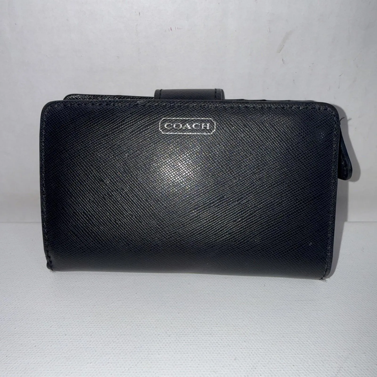 Coach  Medium Corner Zip Wallet Minimalist Black Crossgrain Leather Wallet - Image 2