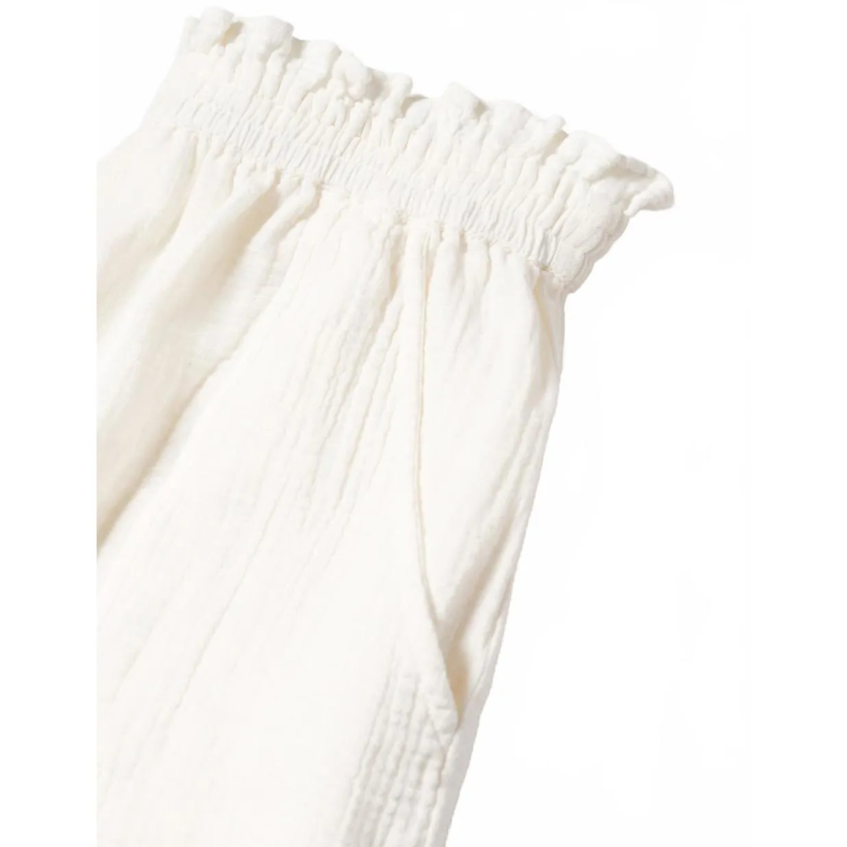 Mango 100% Gauze Cotton Paperbag Textured Shorts Julie Off White NWT Large - Image 2