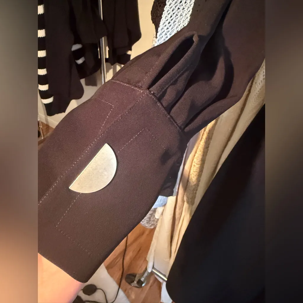 Yigal Azrouël Crepe Midi Length Dress Open Slit Long Sleeve Black Size 6 - Image 6