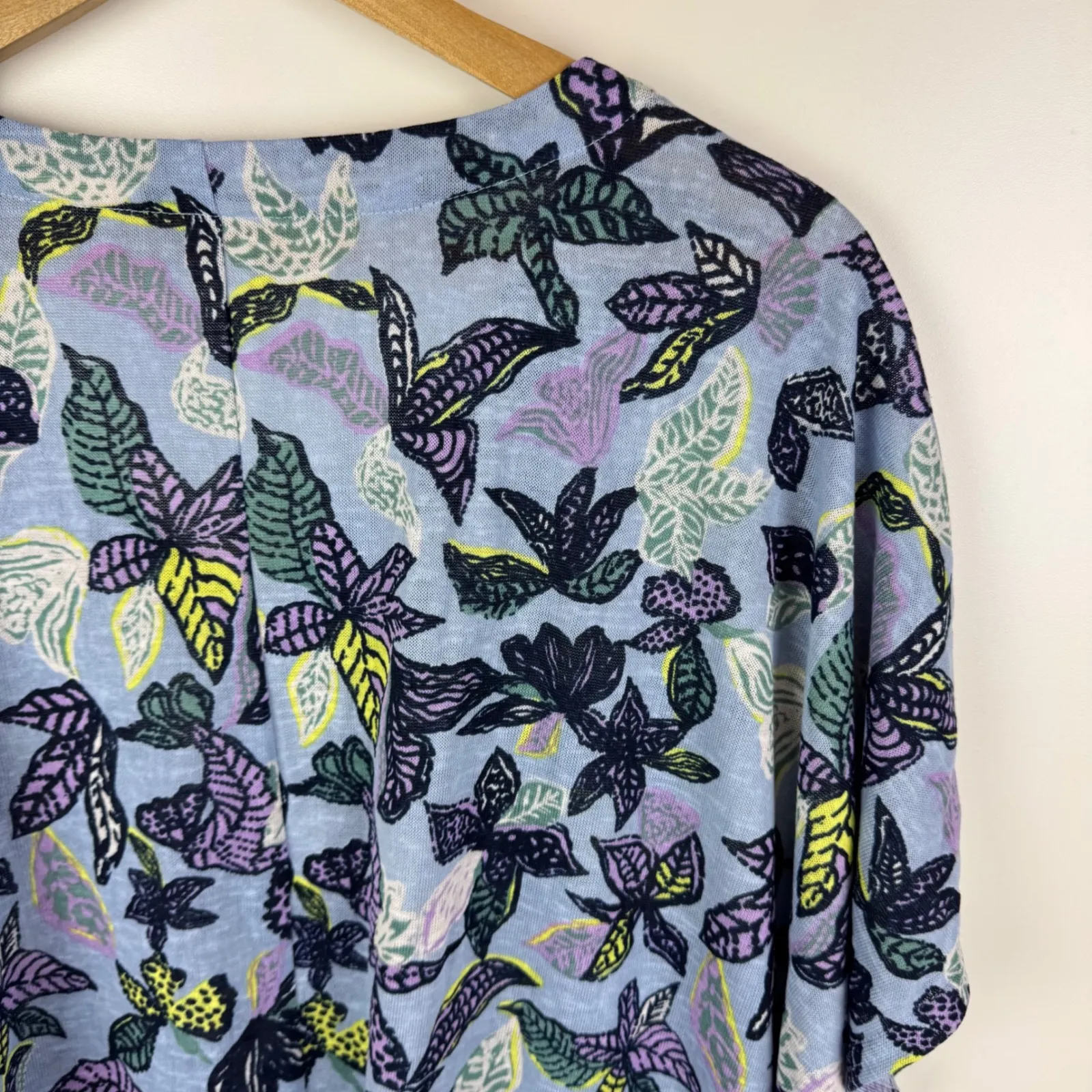 LOGO Lori Goldstein Beach to Street‎ Floral Caftan Dress Size 1X Flowy Tropical Blue - Image 4