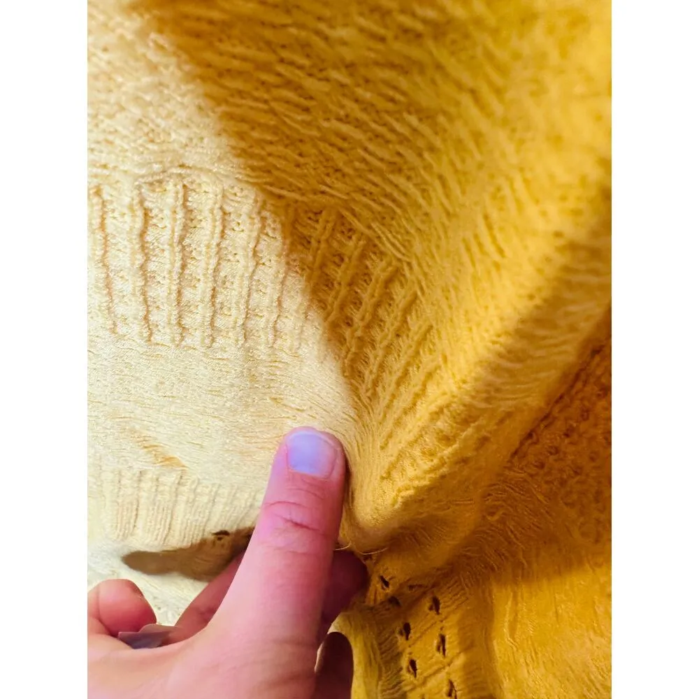 ESTEBAN CORTAZAR x RTR Yellow Knit Sweater Sleeveless Crochet Midi Dress Size XS - Image 10