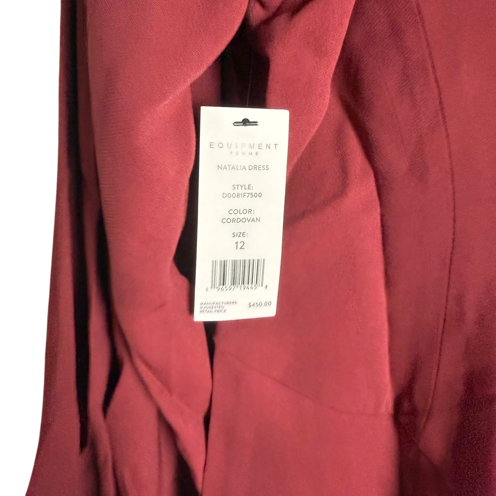 Equipment Natalia Long Bell Sleeve Scoop Neck Midi Dress Cordovan Wine Red Sz 12 - Image 9