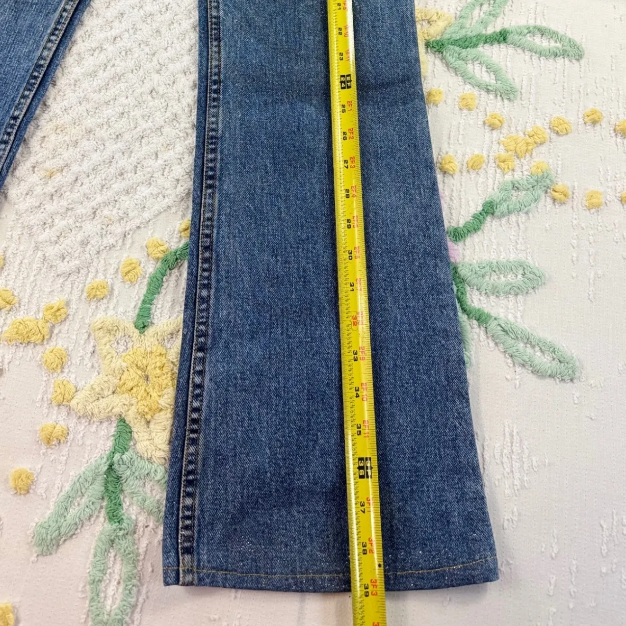 LEE Jeans Women's Flare‎ Blue Denim Glitter Sparkle Style 5 Made in Mexico - Image 5