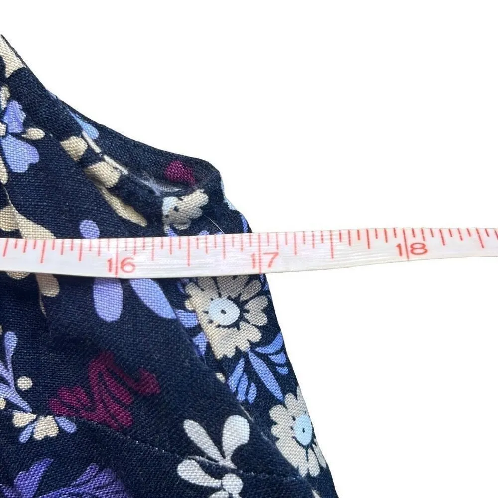 Ann Taylor Factory XS Blue Purple Floral Linen Blend Flowy Top Workwear Office - Image 7