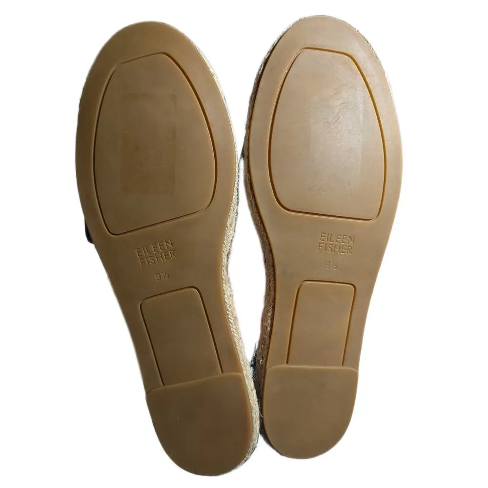 Eileen Fisher Black Nubuck Leather Lace-Up Back Zip Espadrille Sandals Sz 9.5 - Image 6