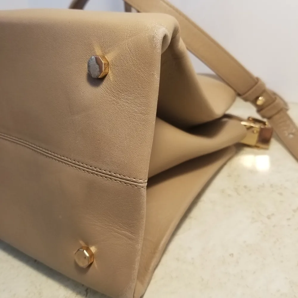 Luana Italy Double Zip Satchel Tan - Image 7