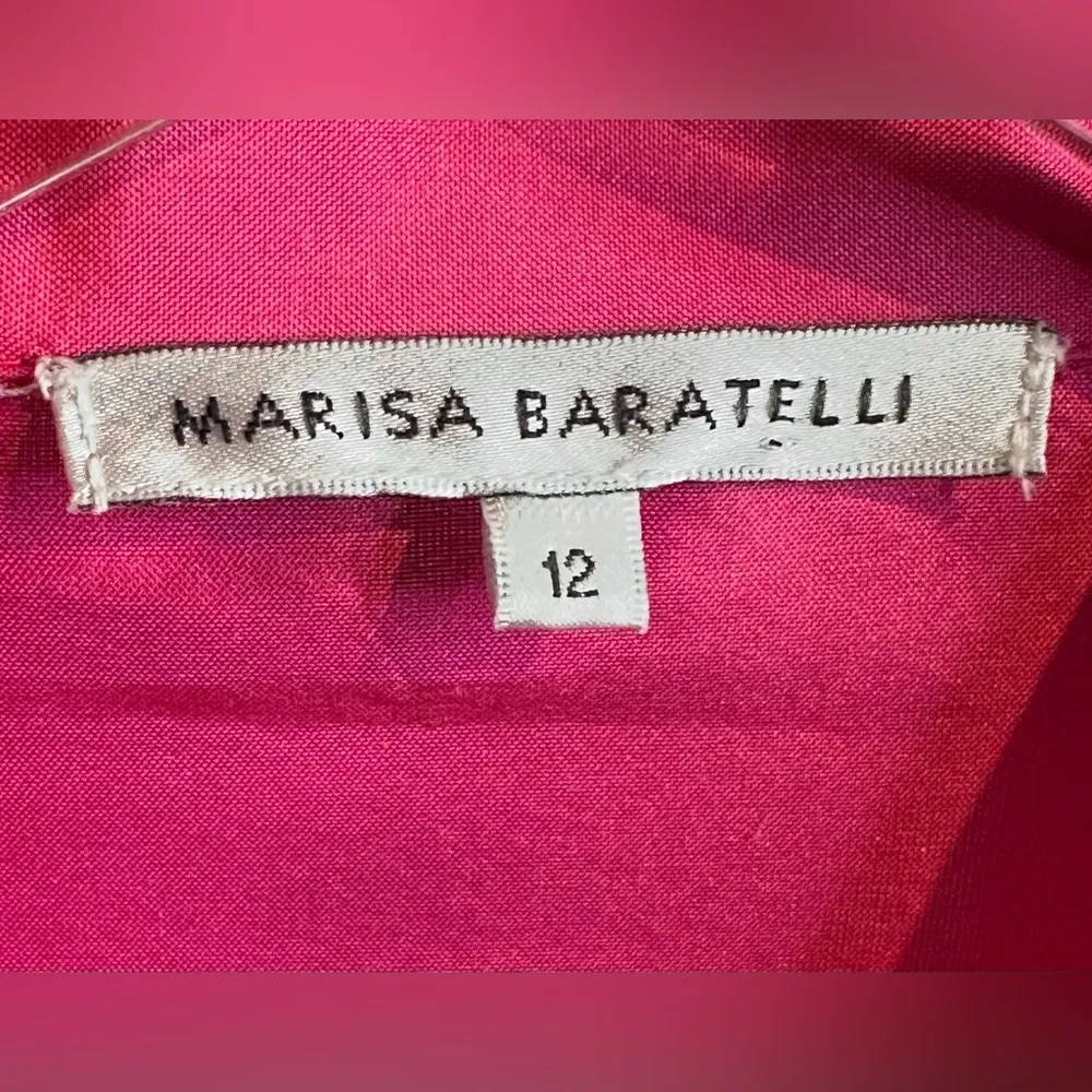 Marisa Baratelli Vibrant Pink Silk Floral Embroidered Blouse Jacket Size 12 - Image 8