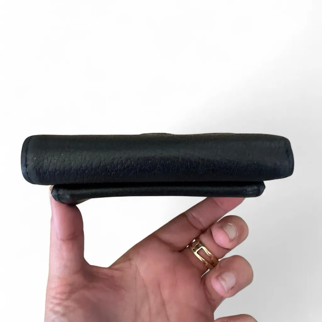 Dooney & Bourke Vintage Black Leather Bifold Wallet w/ Kiss-Lock Coin Purse - Image 3