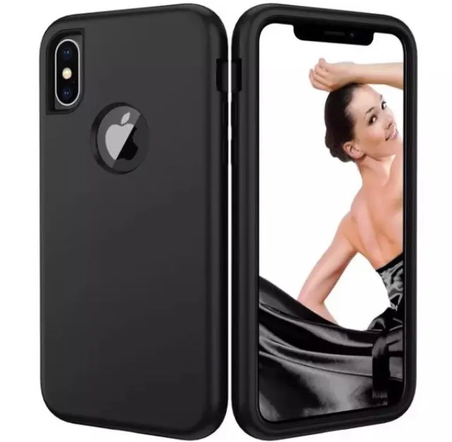 iPhone XS Max Stylish Durable Full Cover Shock Defender Armor Case- Black - Image 2