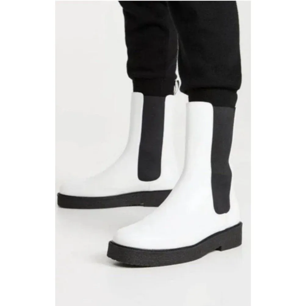 STAUD Palamino White Leather Black Gore Ankle Chelsea Boots Sz 35 - Image 3