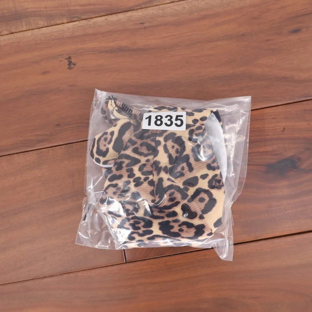 ASOS DESIGN Leopard Print Triangle Bikini Top Knot Detail Swimwear US 2 Brown - Image 6