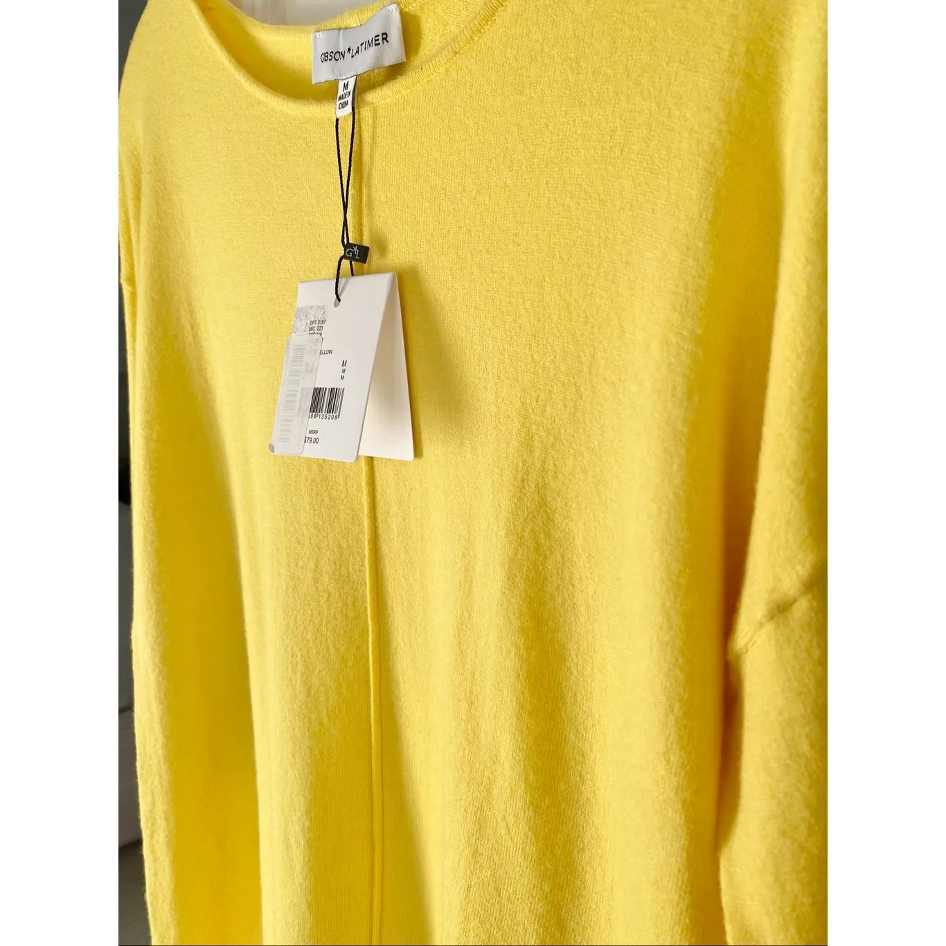 Gibson Latimer Yellow Knit Sweater Sz M NWT - Image 5