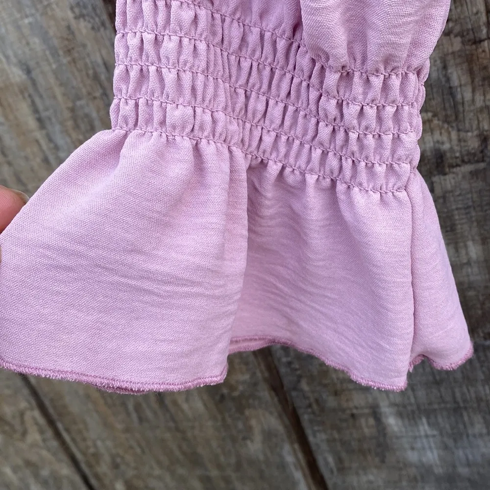 Love Tree Pink Full Smocked Body Long Sleeve Mini Dress Size S - Image 9