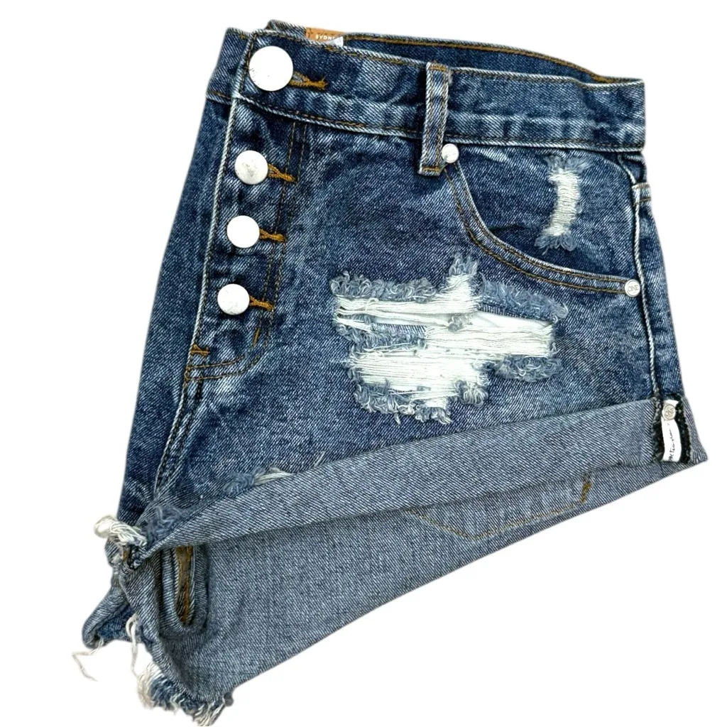 One Teaspoon Bandits Denim Shorts 1955 Size 31 NWT Relaxed Fit Distressed Cuff - Image 12