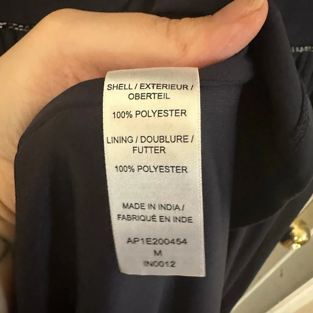 Adrianna Papell Embellished Bodice Chiffon Dress Full Length Gown Navy Blue 10 - Image 7