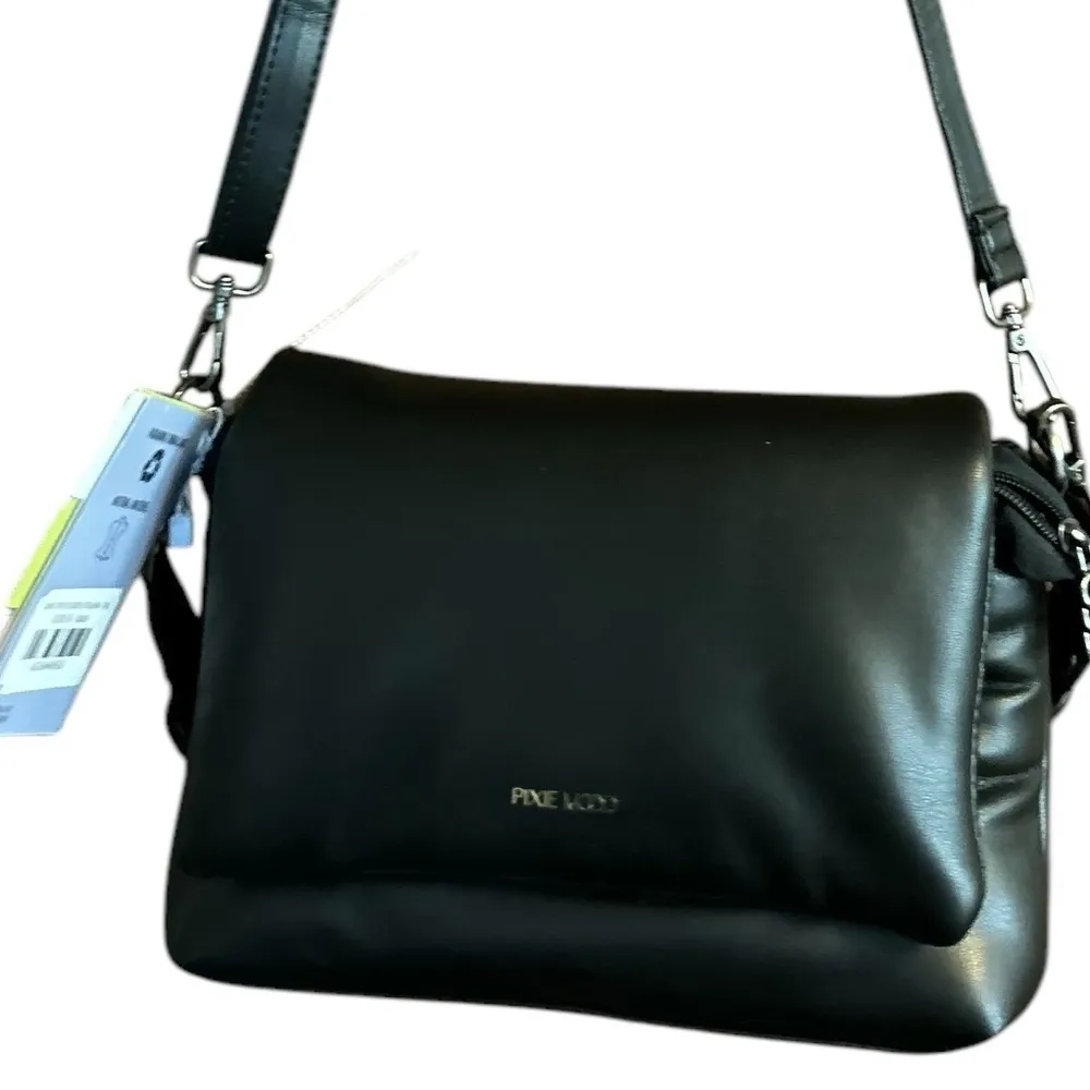 Pixie Mood Women's Black Nappa Leather Shoulder Bag Adjustable Strap - Image 11
