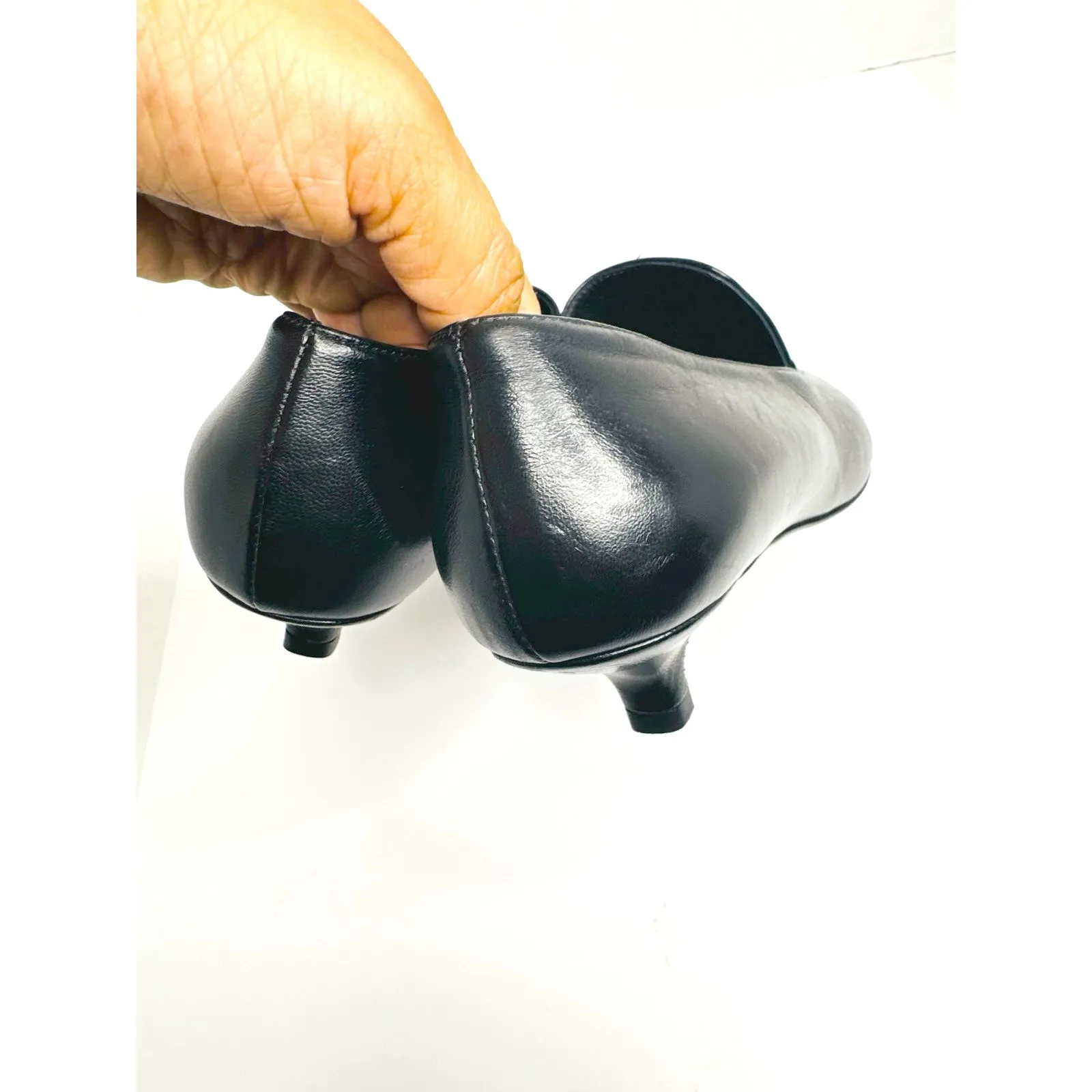 Toteme Leather Kitten Heel Loafers Black Slip - Image 3