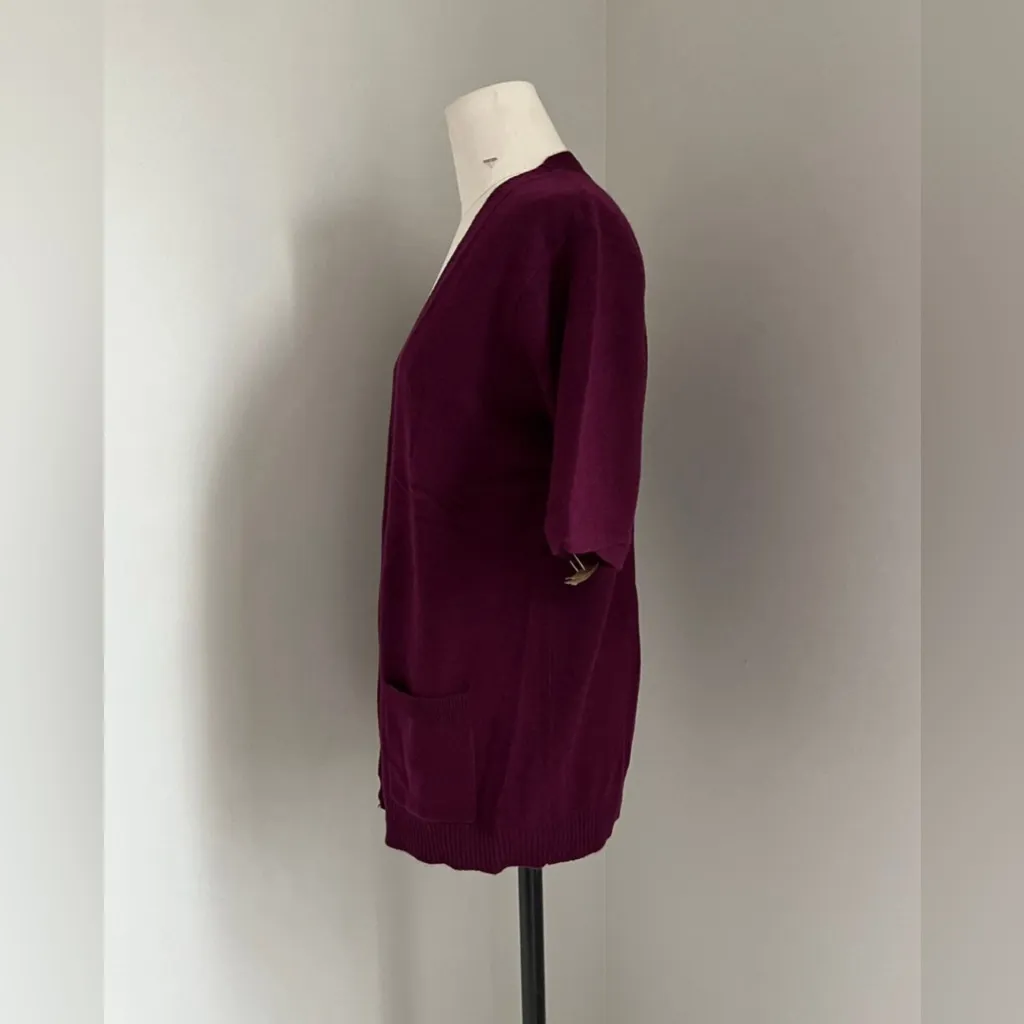 Ann Taylor LOFT Burgundy Cashmere Cardigan Sweater size XS - Image 2