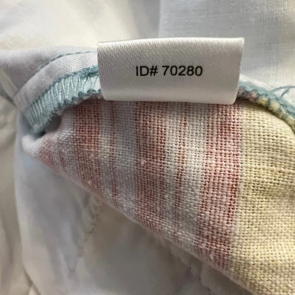 LOFT Outlet 4” Shorts Linen Blend Beach Cabana Stripe Fringe Belted Size 4 Green - Image 9