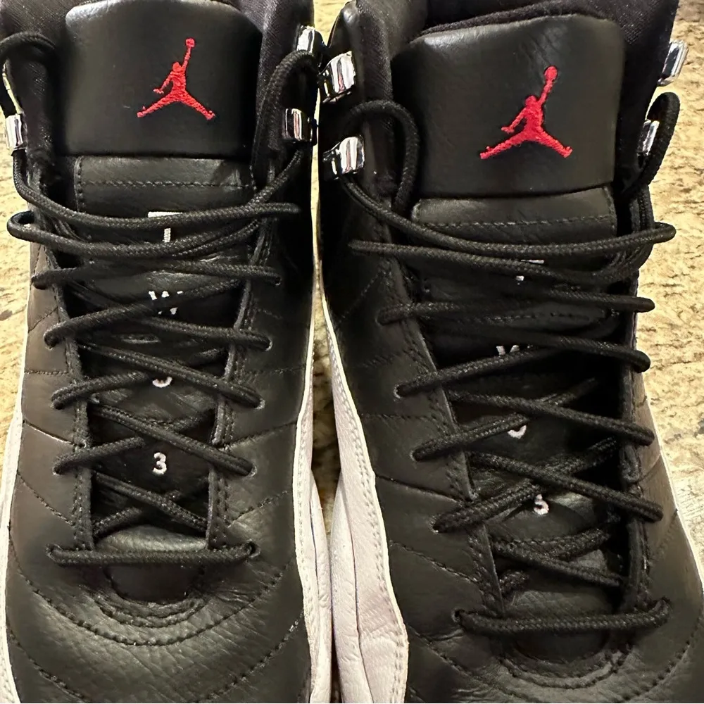 Air Jordan 12 Retros (GS) 7Y/Women 8.5 Black/Varsity Red-White - Image 2