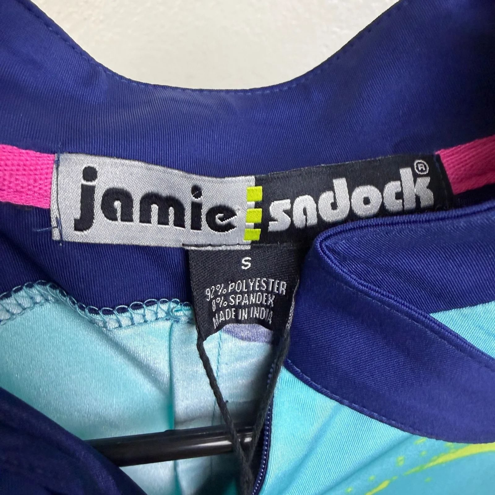 Jamie Sadock Golf Top Womens Small Blue Green 1/4 Zip Short Sleeve Stretch * - Image 3