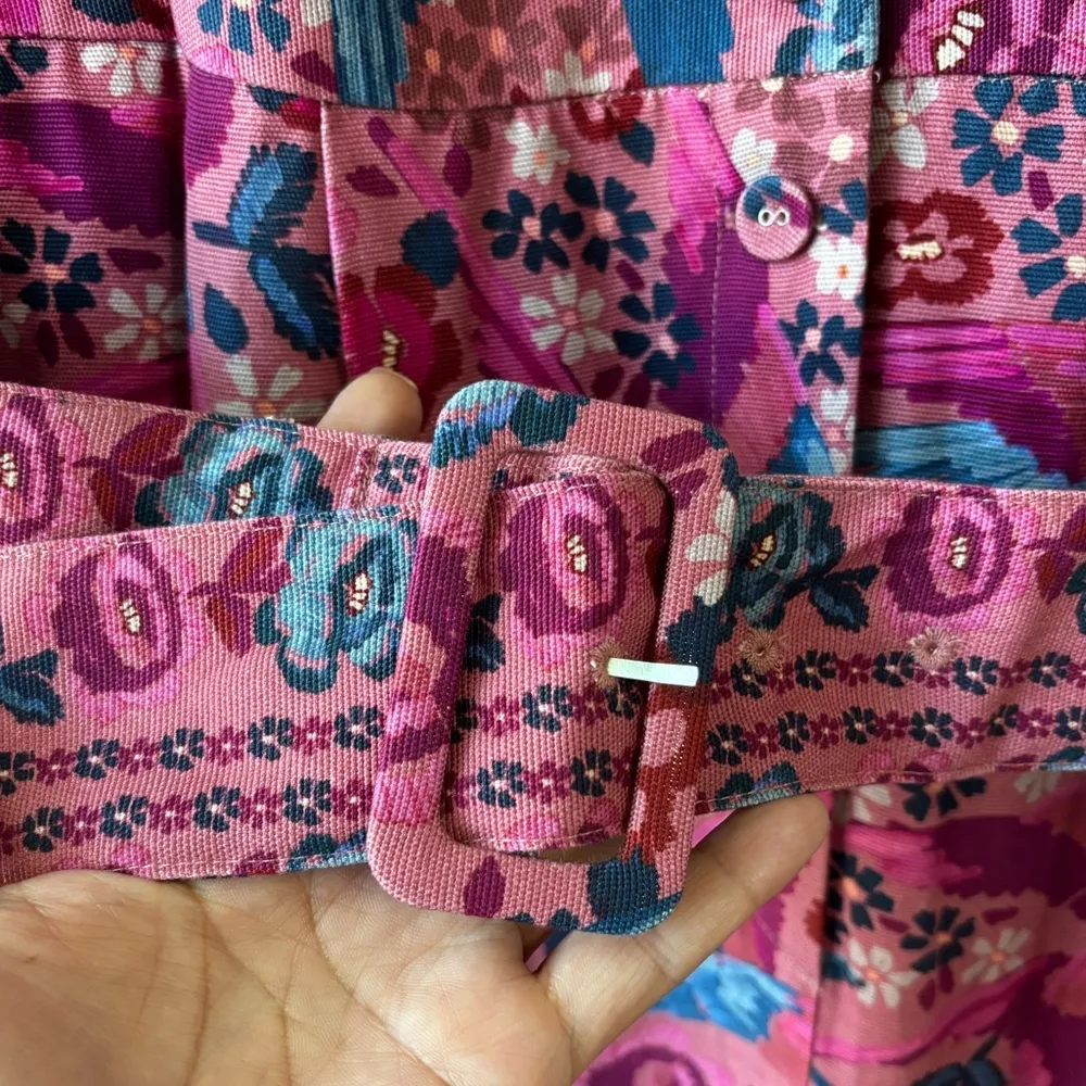 FARM Rio Floral Birds Blush Jumpsuit with Puff Sleeves Size: XL - Image 8